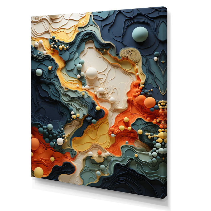 Biomorphism Organic Forms II - Biomorphism, art mural, H 40 po x l 30 po x P 1,5 po, Toile tendue