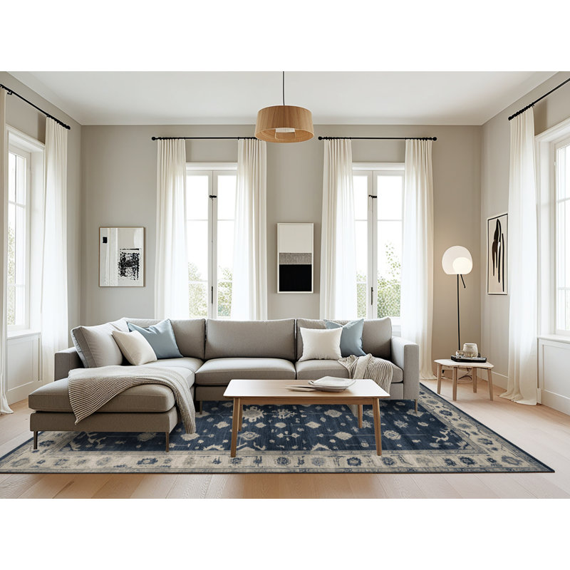 Tapis gris lavable à la machine, Rectangulaire 8 pi x 12 pi