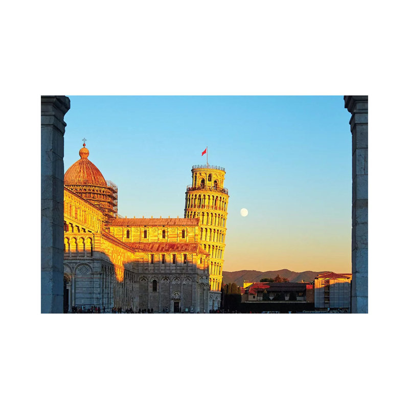 Church Sqaure Of Pisa With The Cathedral And Leaning, Tower, Tuscany, Italy by George Oze - Wrapped Canvas Print