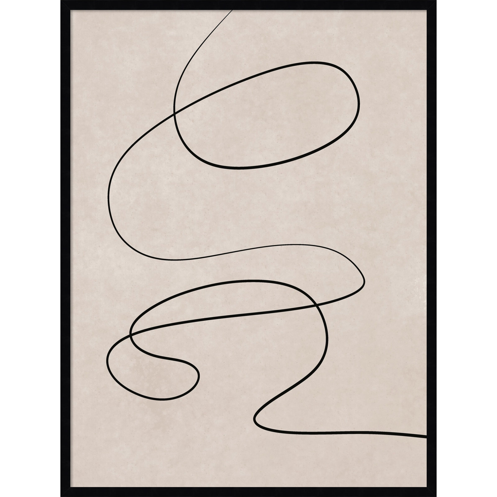Black Line and Textured Beige Print, 41" H x 31" W, Black