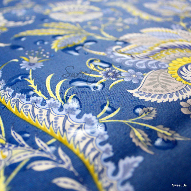 Nappe rectangulaire en coton lavable résistante aux taches, Bleu, L 78 po x l 60 po