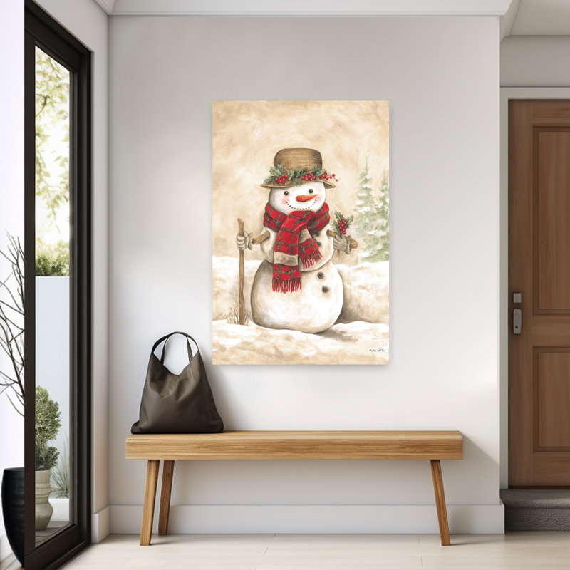 Art rétro de paysage d'hiver rétro bonhomme de neige II, H 60 po x l 40 po