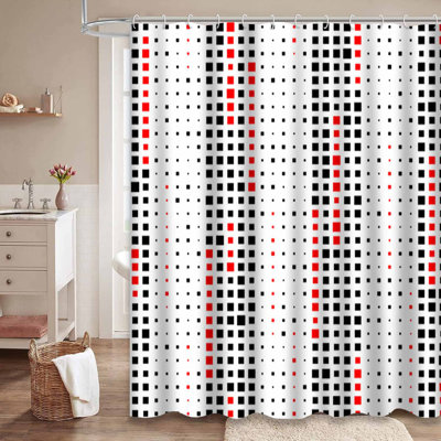 Rideau de douche sans couture à rayures abstraites et futuristes avec 12 crochets