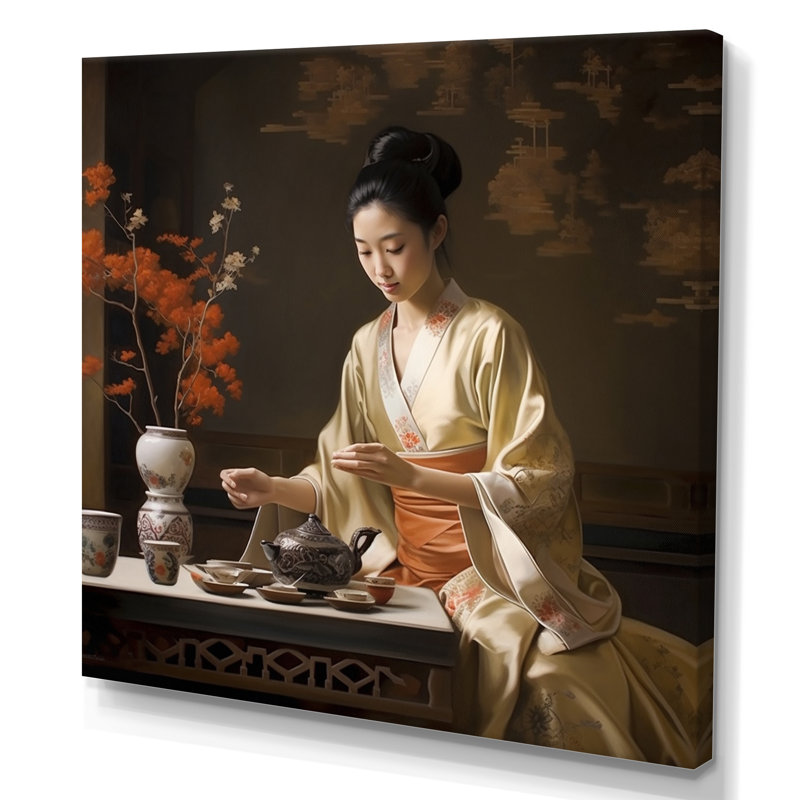 «Asian Art Harmony In Tea II», reproduction sur toile, 24" H x 24" W, Toile tendue
