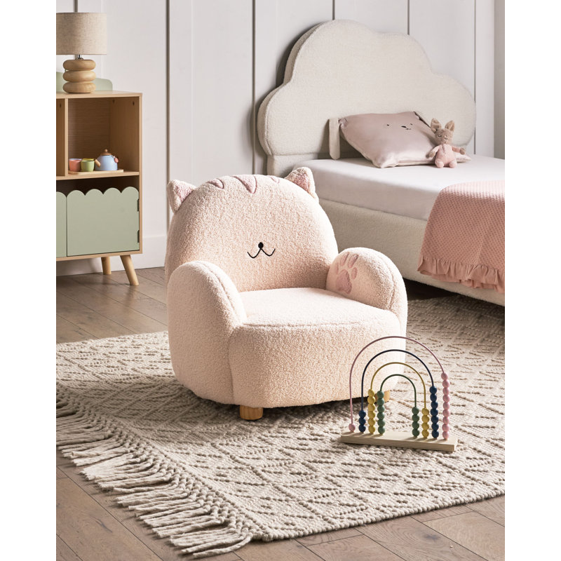 Kids Boucle Armchair Cat ZOAR, Brown/White