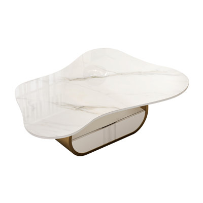 Elegant Coffee Table, Faux Marble Coffee Table With Storage