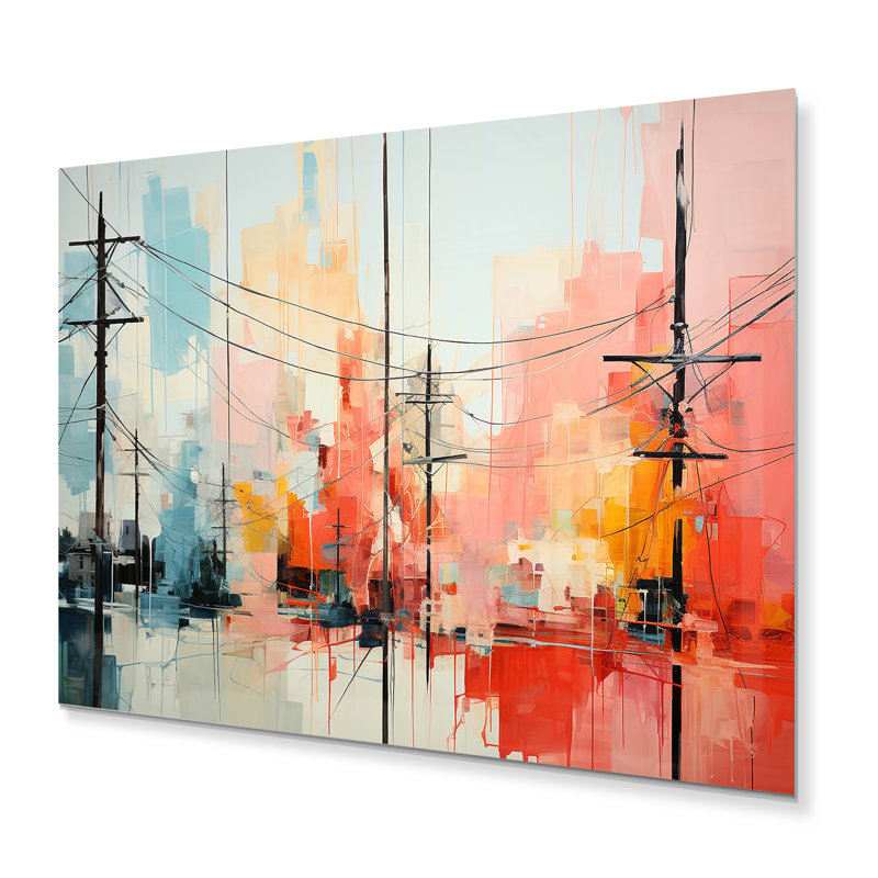 «Minimalisme Power Lines City Veins I» sur, H 12 po x l 20 po x P 1 po