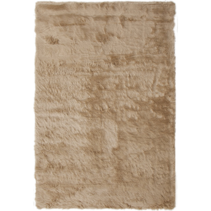 Tapis brun clair en fausse fourrure 8 x 10