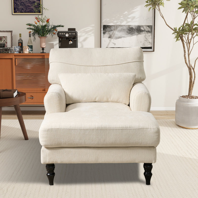 Chaise longue rembourrée L 51,55 po, Blanc
