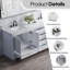 Meuble-lavabo avec cadre en bois massif 80 po et comptoir en marbre-107388139