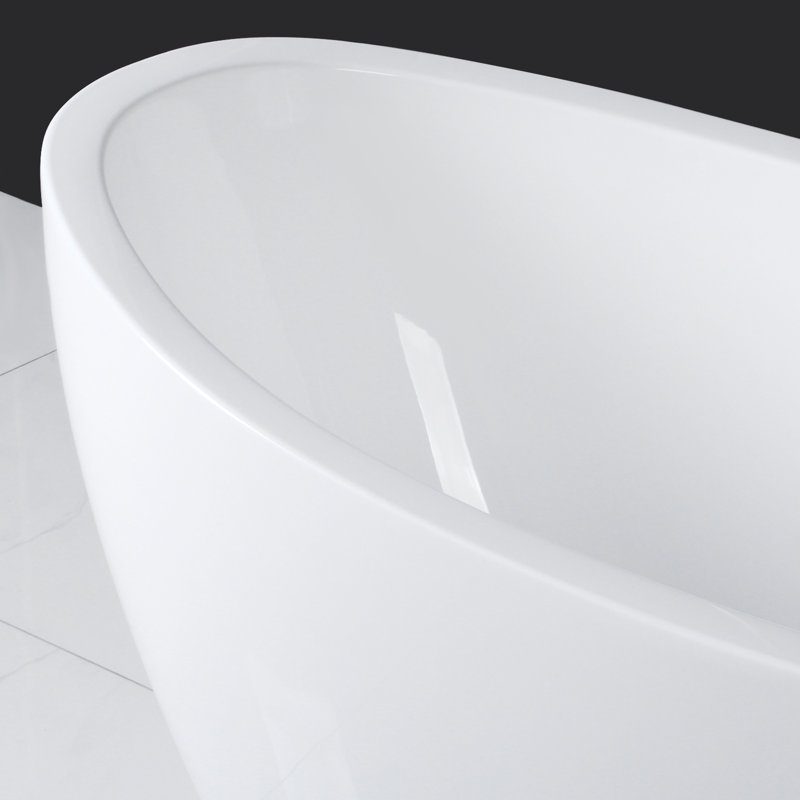 Naha 67" Glossy White Acrylic Freestanding Soaking Bathtub