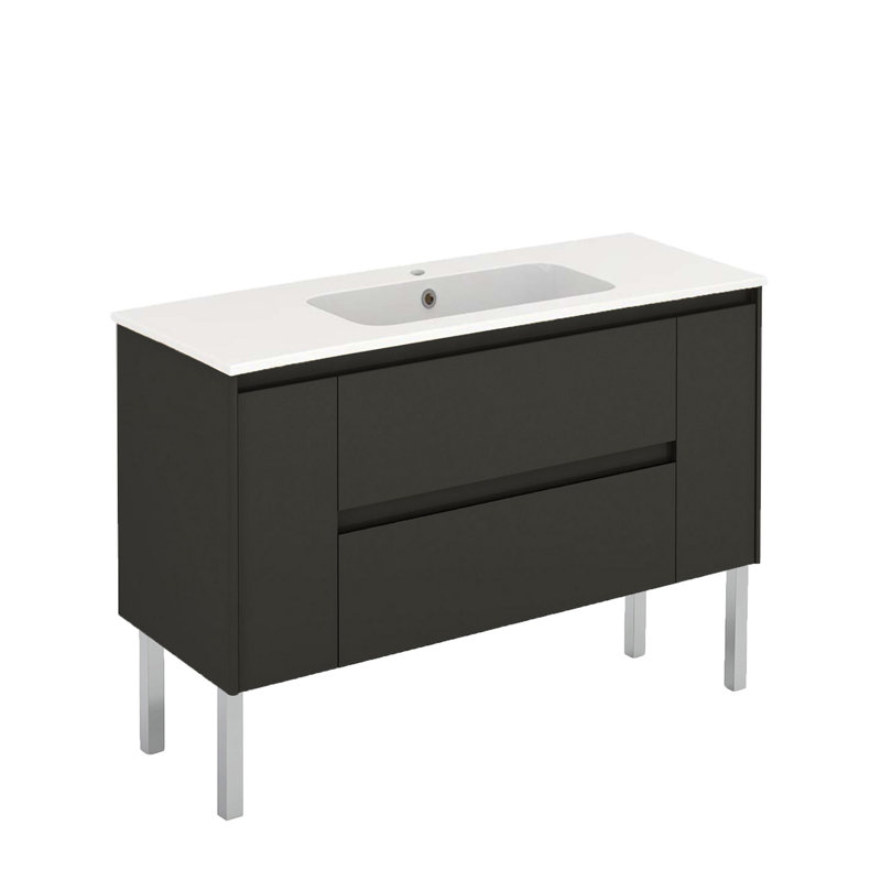 Ensemble de meuble-lavabo simple 47 po Ambra, Anthracite lustré, Blanc brillant