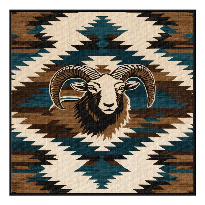  Tapis lavable Bighorn Sheep Southwestern, Carré 7 pi
