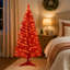 Arbre de Noël rouge de 4 pieds pré-éclairé, mini sapin de Noël décoratif pliable de qualité supérieure, avec 50 lumières blanches chaudes, 122 branches, assemblage facile en trois sections, parfait pour le salon, la salle à manger ou la chambre à coucher-259099251