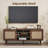 Rattan Tv Stand For 55/60 Inch Tv, Boho 59" Entertainment Center With Storage, Modern Mid Century Media Console With Rattan Doors And Adjustable Shelf, Wood Tv Stand For Living Room, Walnut-1736728840-1734055722