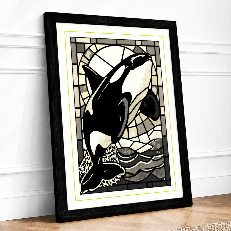 Breaching Orca Coastal - Framed Print, A1 - 84.1 x 59.4 cm, Black