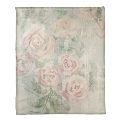 Soft Cottage Floral Abstract Throw Blanket