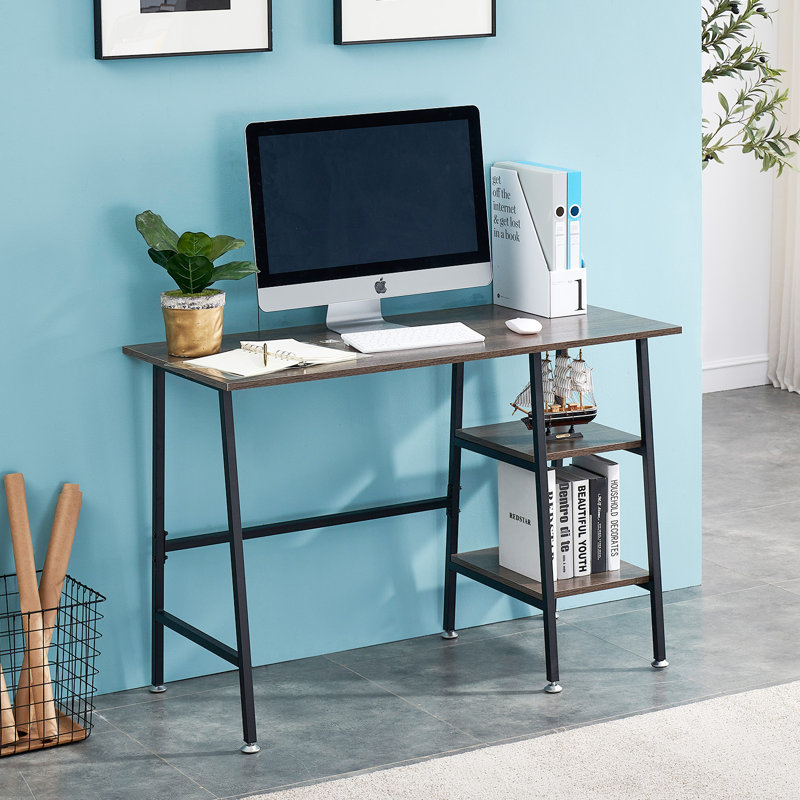 Bureau d'ordinateur Kempst de 43 pouces avec tablettes de rangement, bureau d'écriture pour bureau à domicile, table d'étude