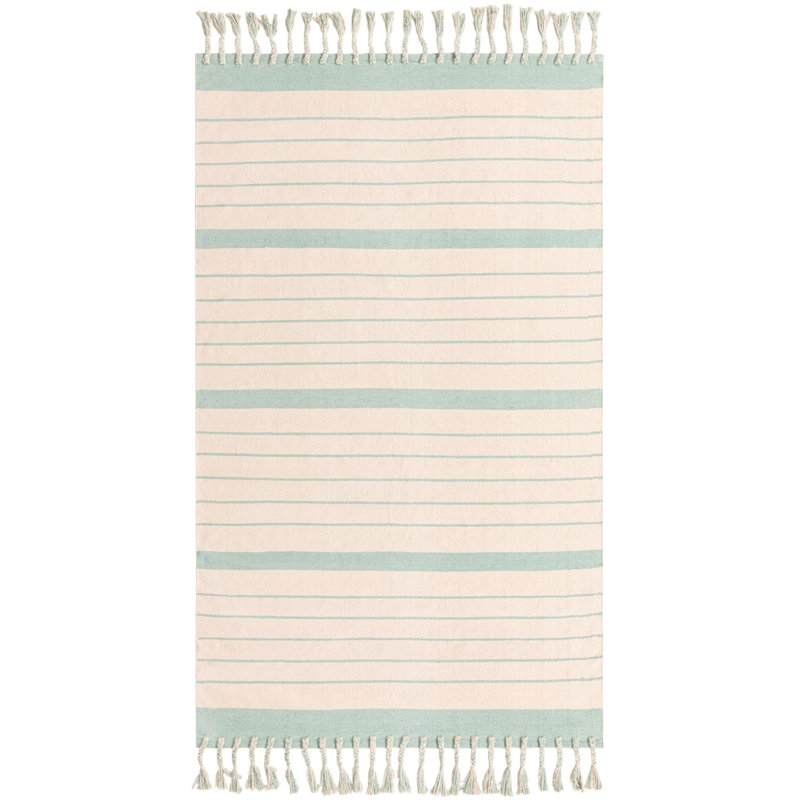 Yellville Cotton Striped Indoor Rug, Rectangle 5'1" x 8'