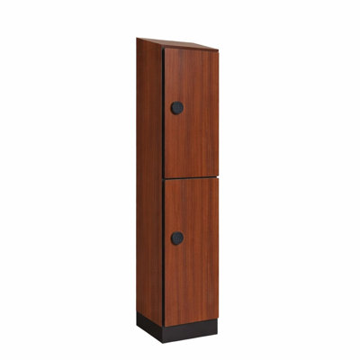 Casier en bois 2 colonnes à 2 compartiments avec serrure numérique, panneaux d'extrémité et hotte inclinée