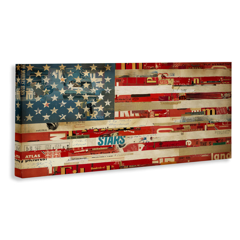 Art mural patriotique sur un drapeau collé par Kelsey Hochstatter, H 10 po x l 24 po