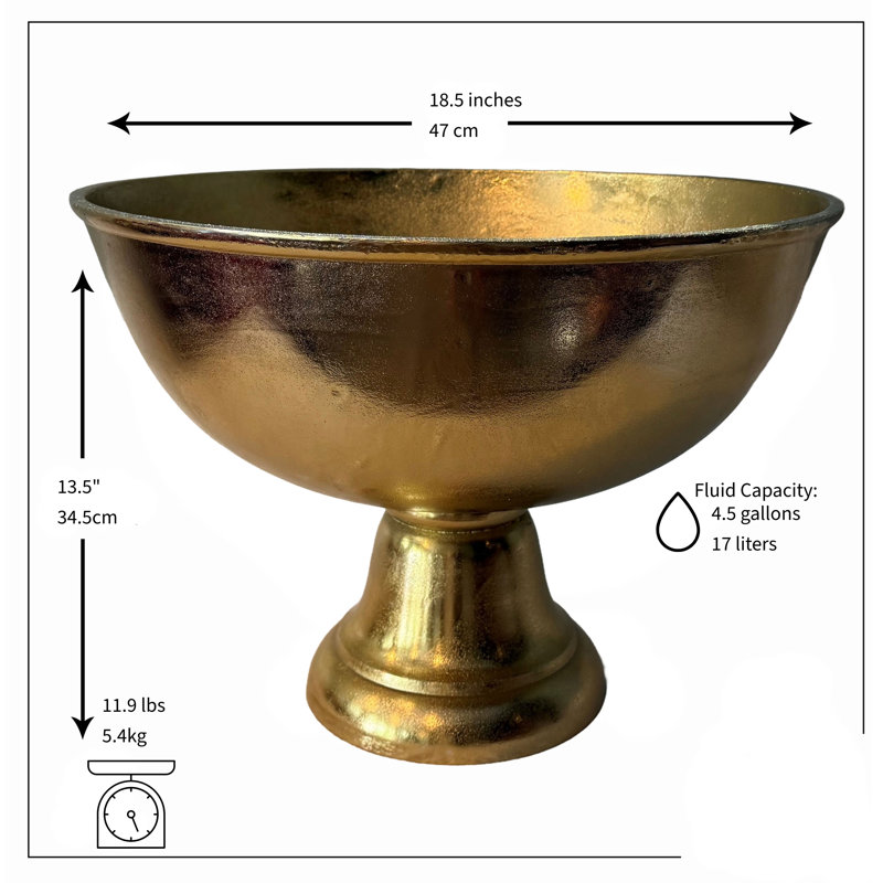 Seau à champagne avec piédestal doré, P 18,5 po