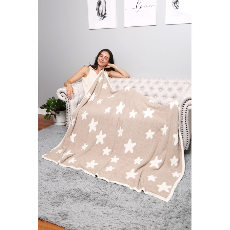 Jeté de luxe à motif d'étoile - Beige
