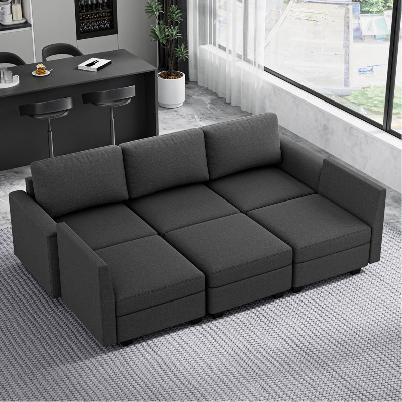 Canapé modulaire moderne à 5 places avec méridienne, canapé convertible en forme de U avec rangement, canapé modulaire confortable pour chambre à coucher, salon, bureau