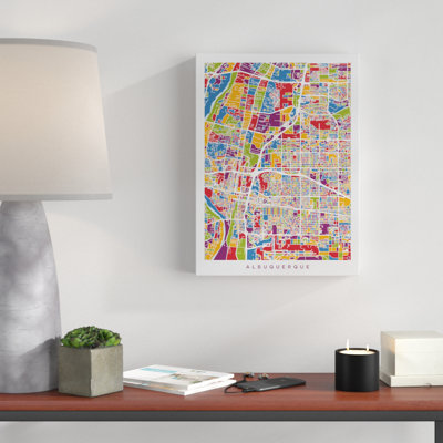'Albuquerque New Mexico City Street Map' Graphic Art on Wrapped Canvas