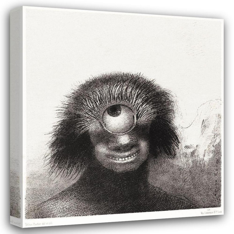 Redon, Odilon The Deformed Polyp Floated on the Shores, a Sort of Smiling and Hideous Cyclops, 39" H x 36" W