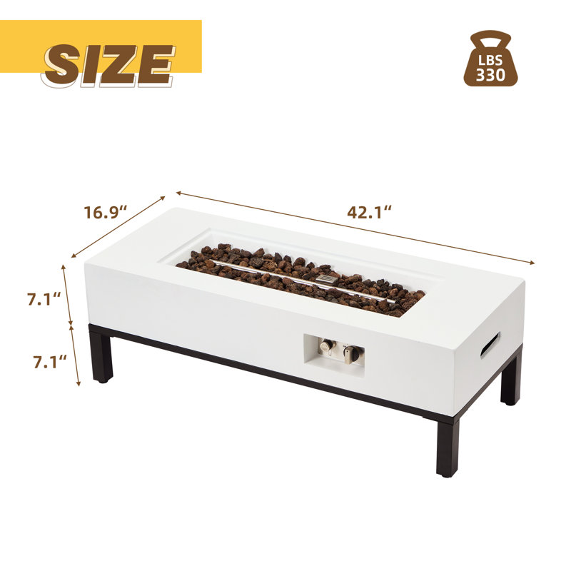 42" Mgo Patio Propane Fire Pit Table With Shelves