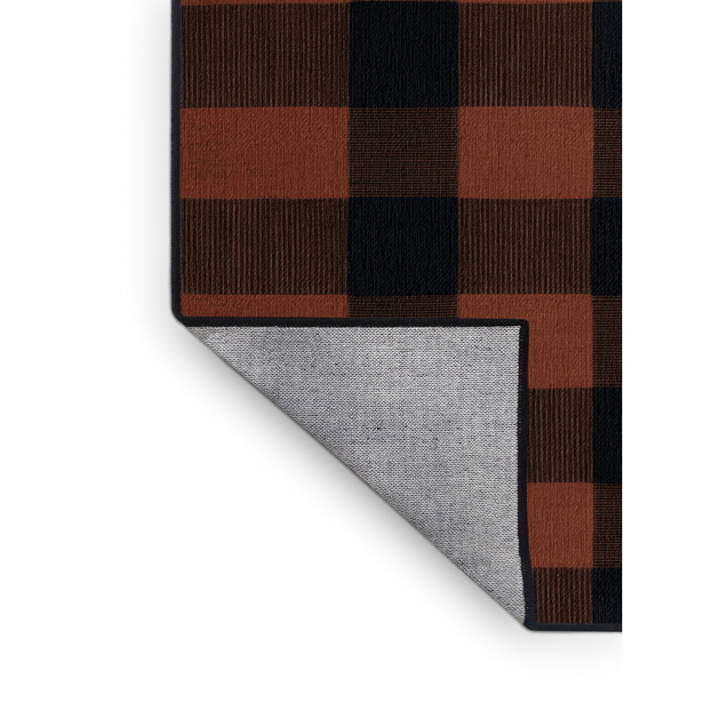 Tapis damier noir lavable à la machine, Carré 7 pi