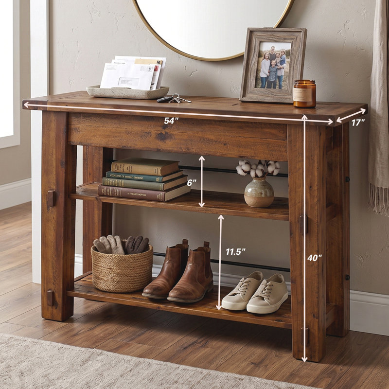 Solid Wood Entryway Console Table 54"W