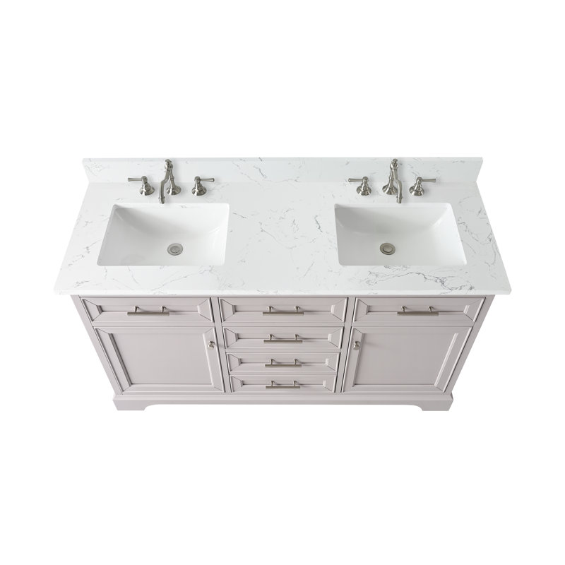 Thompson 60" W Double Vanity, Taupe/Brushed Nickel