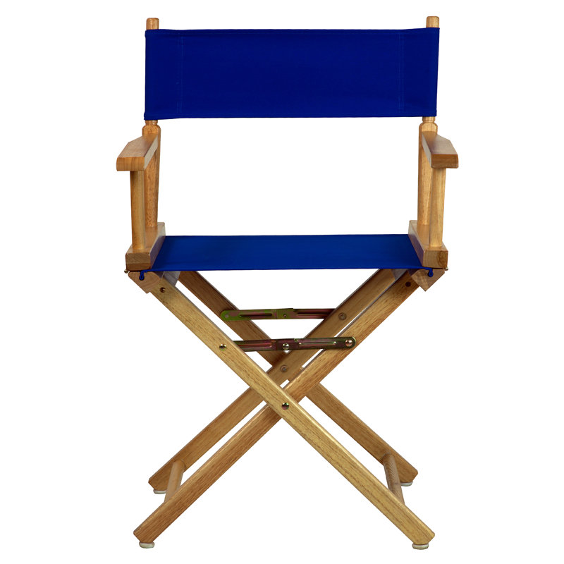 Chaise de réalisateur pliante 18 po, Naturel, Bleu royal