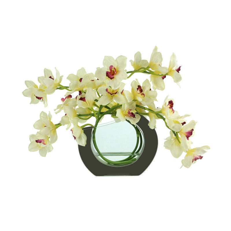 Orchid Arrangement in Mirrored Glass Vase