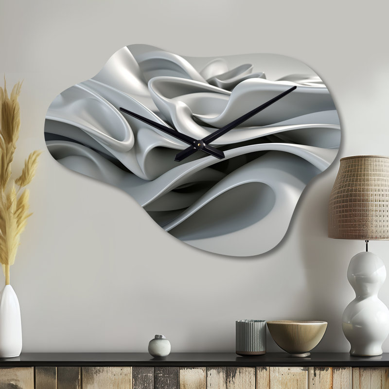 Horloge murale grise et ondulée gris, Grand