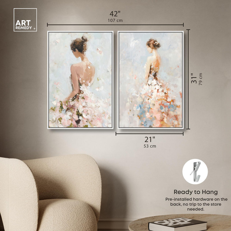 "Dreamscape Glam Art", ensemble de 2 impressions sur toile par , H 31 po x l 21 po, Blanc
