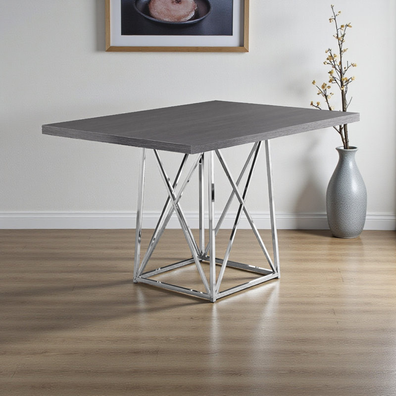 Table de salle à manger Pasquale, Chrome, Gris