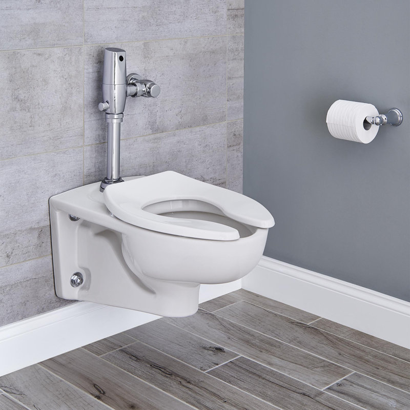 White Elongated Wall Mounted Dual Flush Toilet Bowl
