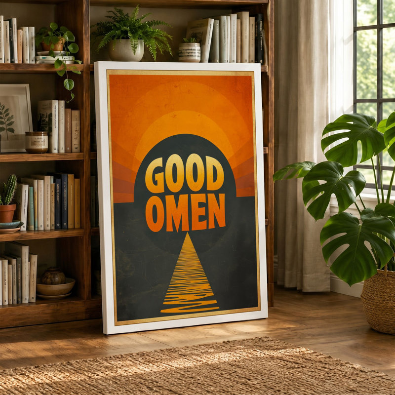 Good Omen Mid-Century - Wrapped Canvas, 36x24 - 91.4 x 61.0 cm, Sage Border