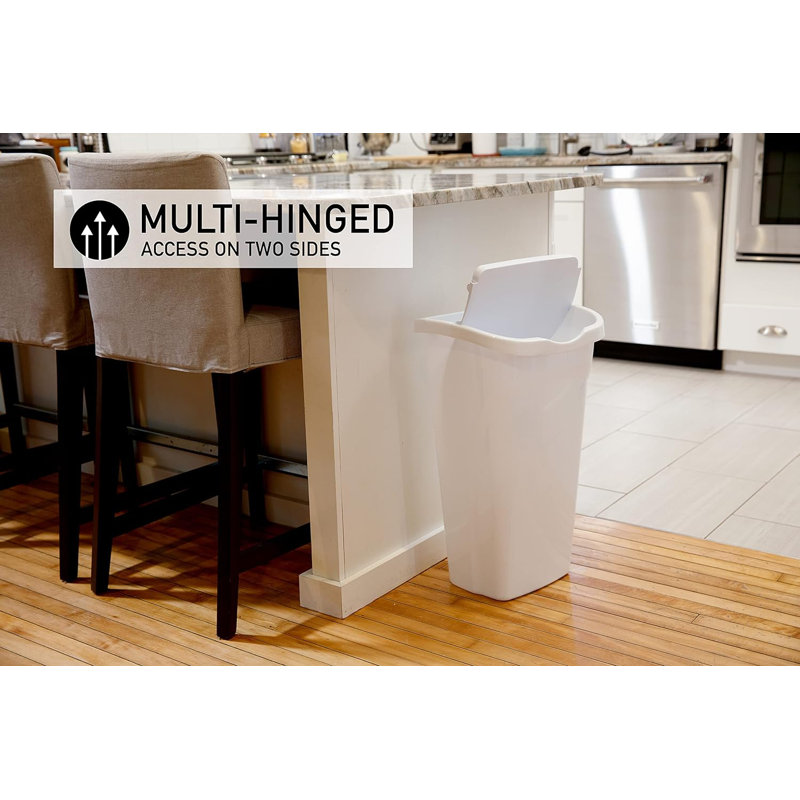 White Stainless Steel Rectangular Kitchen Trash Can, 10 Gal, 2 Pack