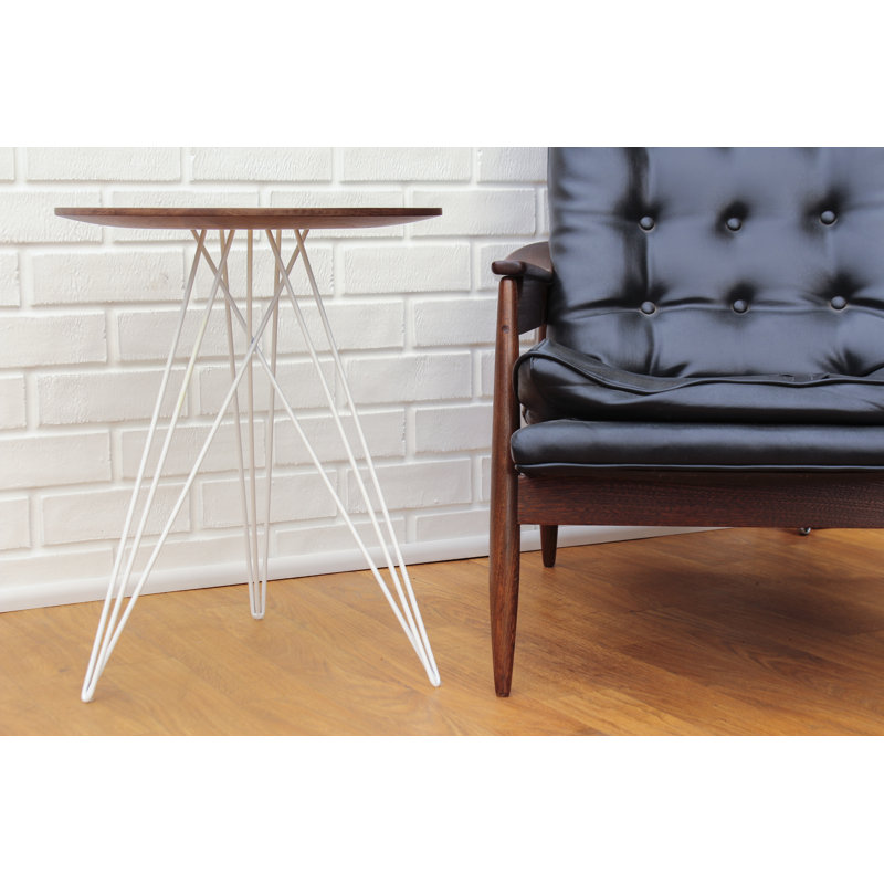 Hudson Solid Wood Top End Table, Maple, White