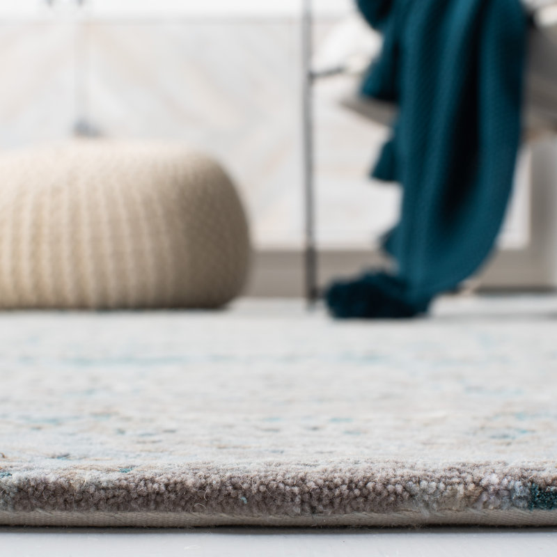 Hand-Knotted Worn Denim Abstract Wool Silk 8' x 10' Rug