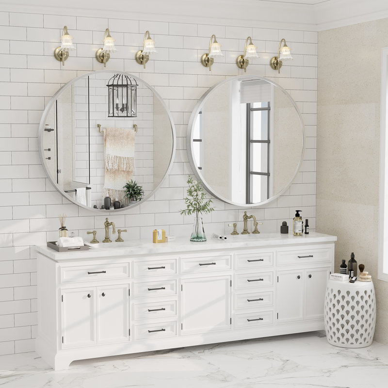 Miroir mural Amara, 40 po x 40 po, Argent brossé