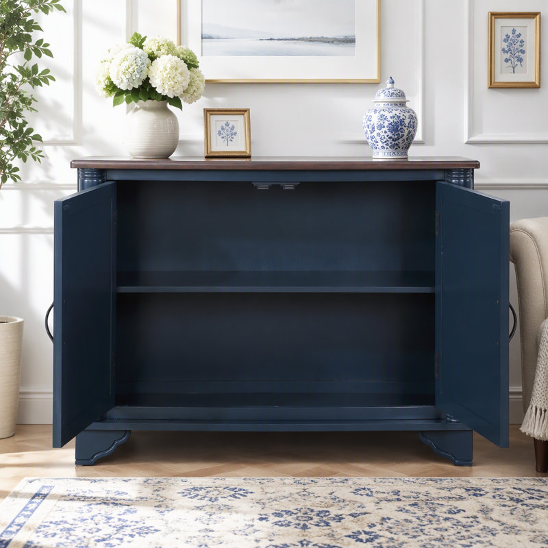 Console rétro avec tablette de rangement réglable, Navy Blue
