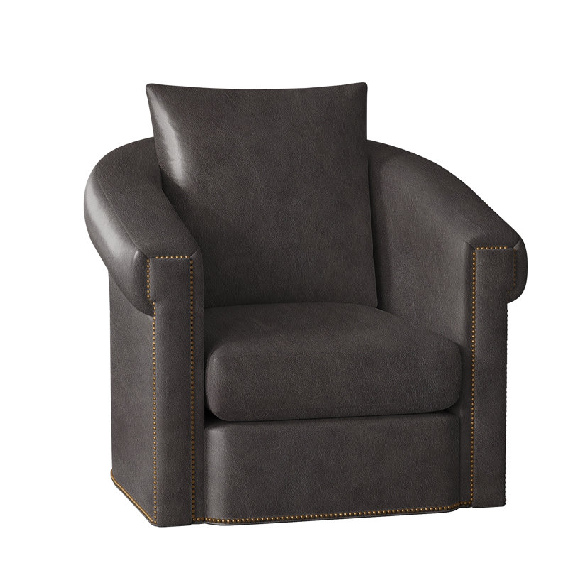 Andre Swivel Armchair, French Natural, Aline Fumo Genuine Leather