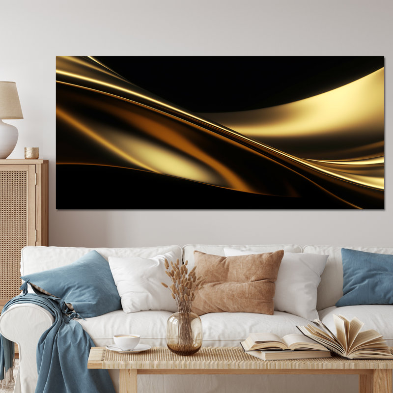 Art mural encadré doré et noir, Cadre flottant noir, H 30 po x l 40 po x P 1,5 po