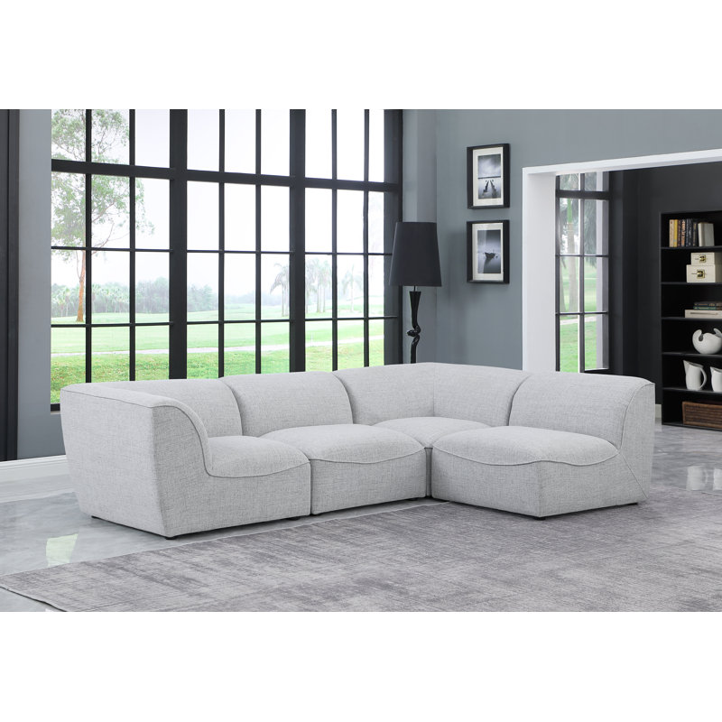 Canapé modulaire faisant face à la gauche de 109 po de largeur Artidiello, Tissu gris texturé en lin