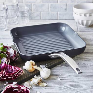  CAINFY Nonstick Grill Pan for Stovetop with Lid, The Cast  Aluminium Griddle Pot Induction Compatible, 11.5 inch Round Frying Pan  Dishwasher & Oven Safe: Home & Kitchen
